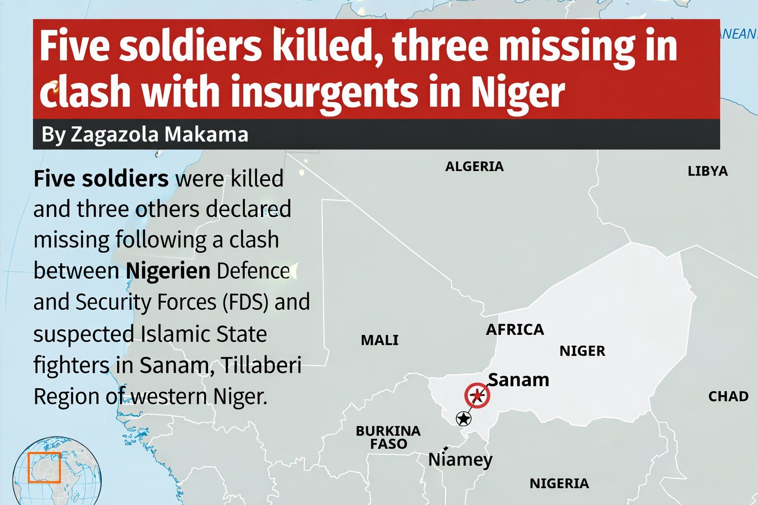 Five soldiers killed, three missing in…